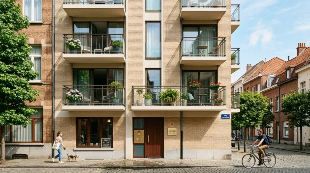 Façade d'un immeuble en copropriété à Bruxelles