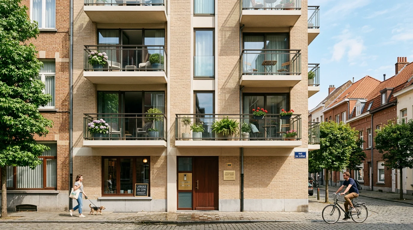 Façade d'un immeuble en copropriété à Bruxelles