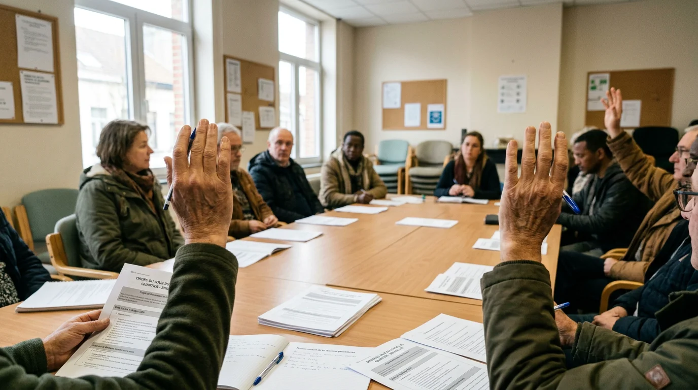 Copropriétaires votant l'adoption d'un règlement lors d'une assemblée générale