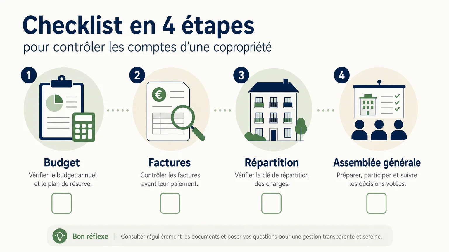 Checklist en quatre étapes pour vérifier les comptes d’une copropriété