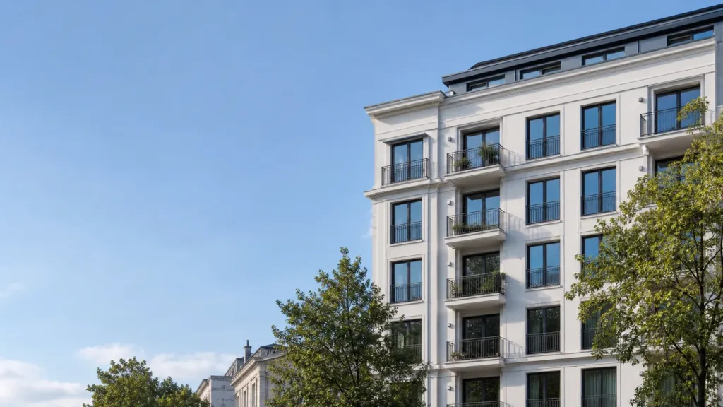 Immeuble résidentiel bruxellois illustrant une gestion de copropriété rigoureuse