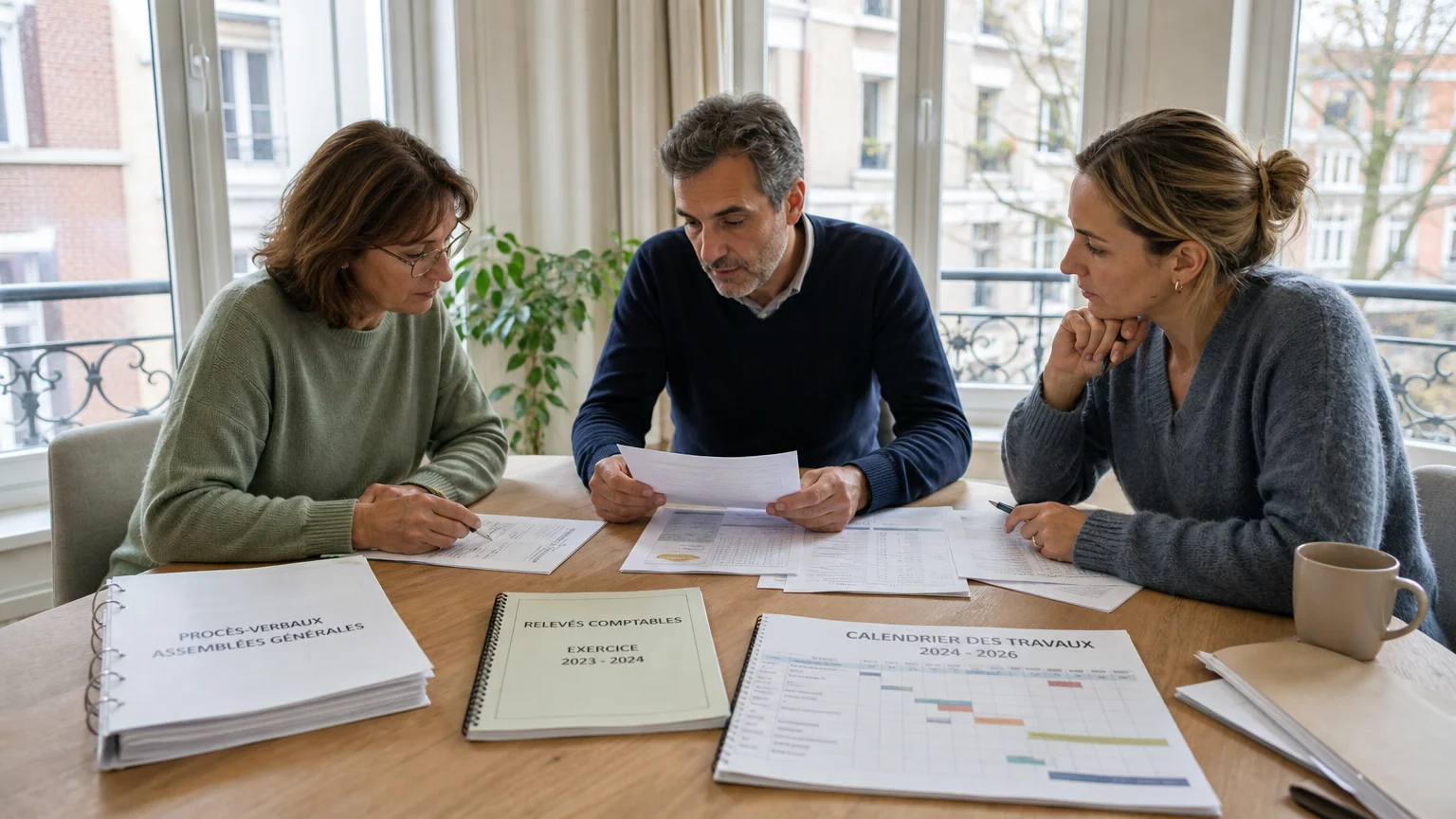 Réunion de copropriétaires préparant la révocation d’un syndic