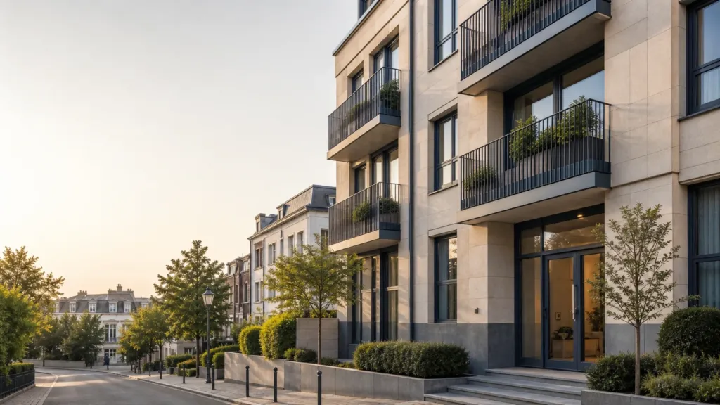 Immeuble résidentiel bruxellois représentant la copropriété